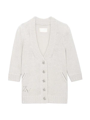 Cashmere Star-Button Cardigan