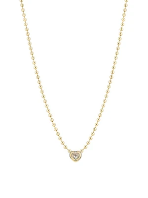 14K Yellow Gold & 0.19 TCW Diamond Heart Pendant Necklace