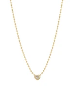 14K Yellow Gold & 0.19 TCW Diamond Heart Pendant Necklace