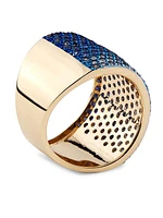 14K Yellow Gold & Ombré Blue Sapphire Ring