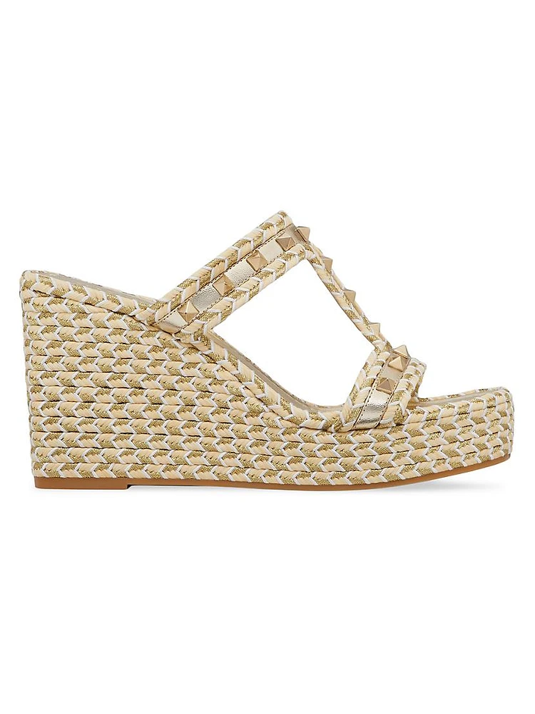 Rockstud Laminated Nappa Wedge Sandals 90MM