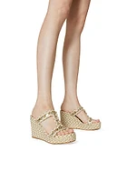 Rockstud Laminated Nappa Wedge Sandals 90MM