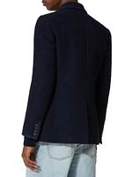 Double-Breasted Bouclé Wool Jacket With VLogo Signature Embroidery