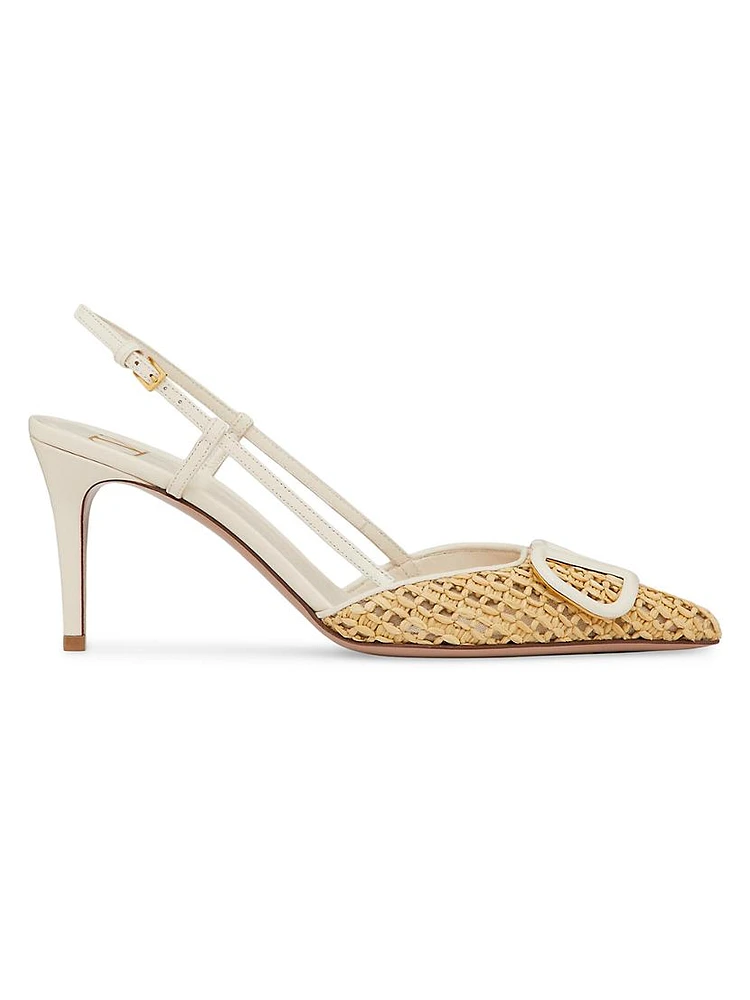 VLogo Signature Woven Nappa Slingback Pumps 80MM