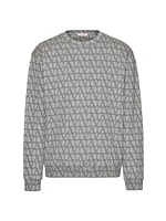 Cotton Crewneck Sweatshirt With Toile Iconographe Print