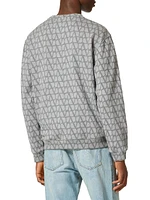 Cotton Crewneck Sweatshirt With Toile Iconographe Print