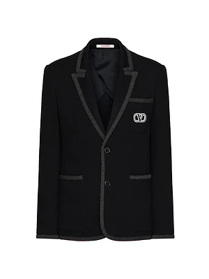 Single-Breasted Cotton Jersey Jacket With VLogo Signature Patch