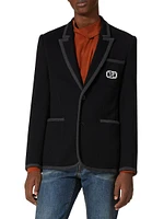 Single-Breasted Cotton Jersey Jacket With VLogo Signature Patch