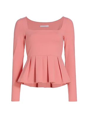 Jersey Long-Sleeve Peplum Top