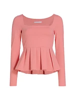 Jersey Long-Sleeve Peplum Top