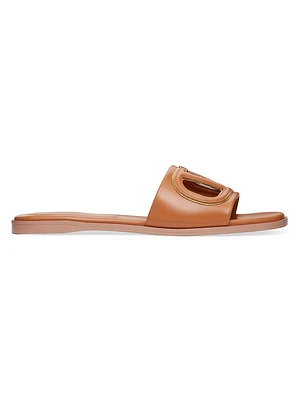 VLogo Cut-Out Calfskin Slide Sandals