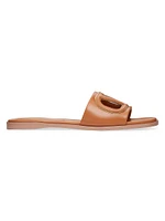 VLogo Cut-Out Calfskin Slide Sandals