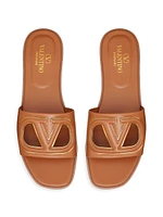 VLogo Cut-Out Calfskin Slide Sandals