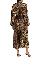 Melodie Satin Cheetah-Print Midi-Dress