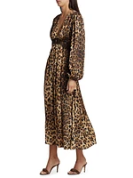 Melodie Satin Cheetah-Print Midi-Dress