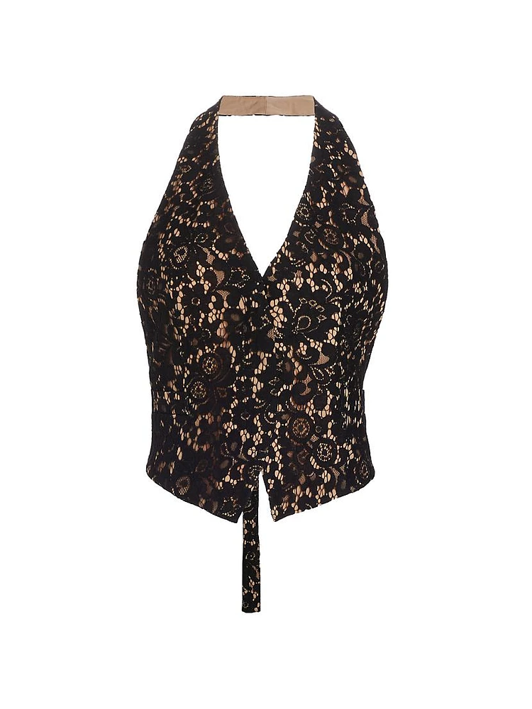 Luna Halter Lace Vest Top