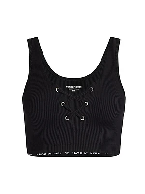 Football Ribbed Lace-Up Sports Bra