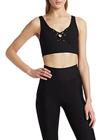 Football Ribbed Lace-Up Sports Bra