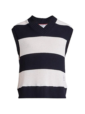 Striped Cotton Oversized Sweater Vest