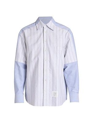 4-Bar Cotton Oversized Button-Down Shirt