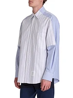 4-Bar Cotton Oversized Button-Down Shirt