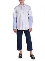 4-Bar Cotton Oversized Button-Down Shirt