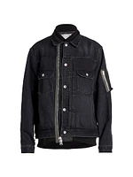 Denim & Nylon Layered Jacket