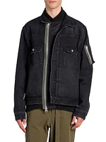 Denim & Nylon Layered Jacket