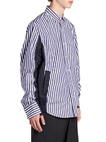 Striped Cotton & Nylon-Paneled Poplin Shirt