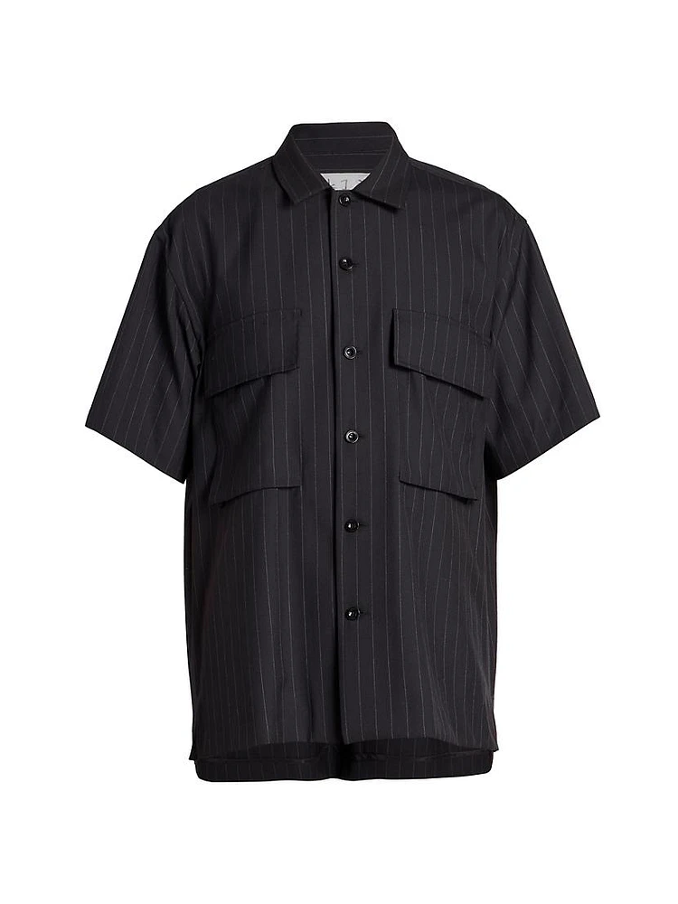 Pinstriped Button-Up Shirt