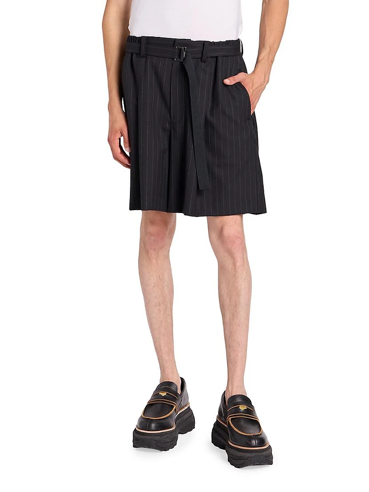 Pinstriped Suiting Shorts