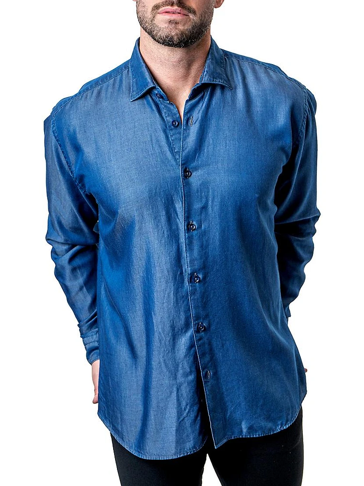 Fibonacci Shiny Denim Shirt