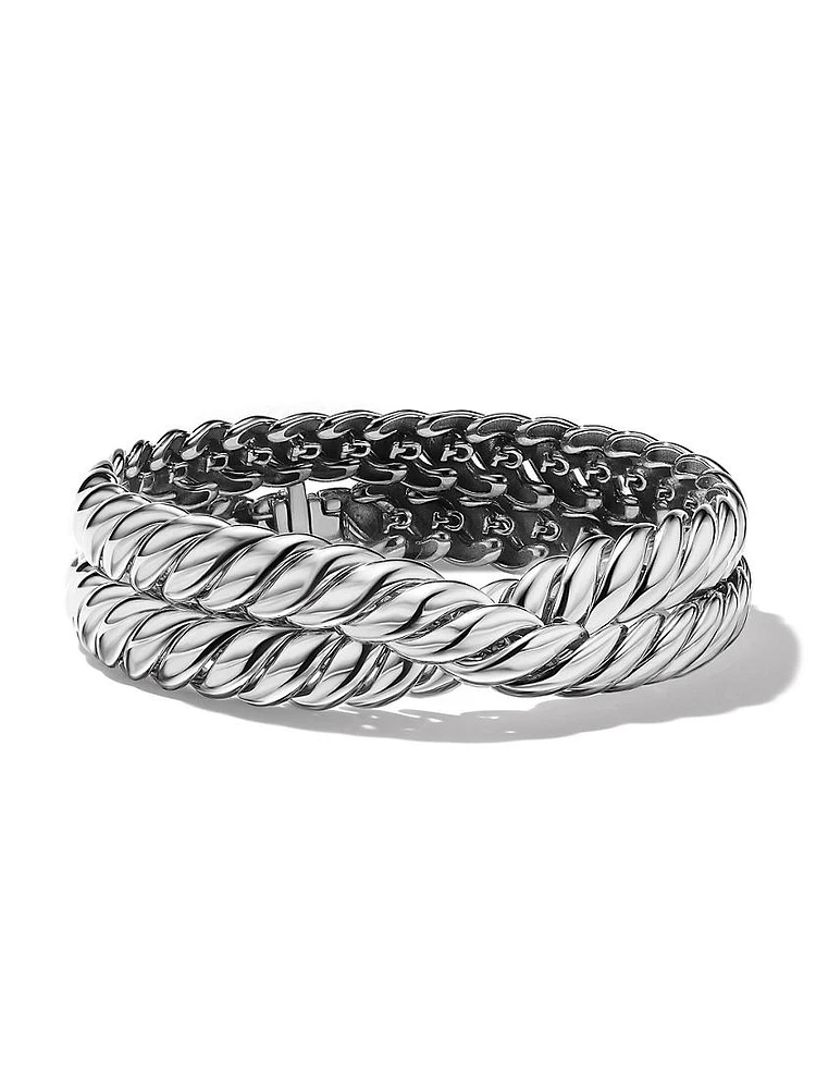 Sculpted Cable Double Wrap Bracelet Sterling Silver