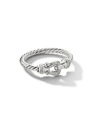 Petite Buckle Ring In 18K White Gold