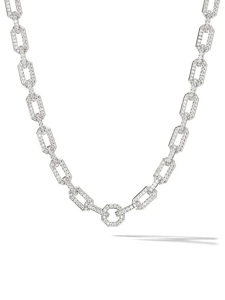 Pavé Chain Necklace in 18K White Gold