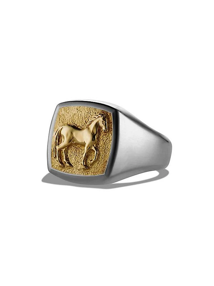 Petrvs Horse Pinky Ring in Sterling Silver