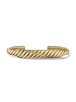 Sculpted Cable Contour Cuff Bracelet 18K Yellow Gold, 9mm