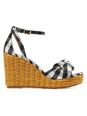 Tianna 100MM Gingham Wicker Wedge Sandals