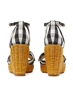 Tianna 100MM Gingham Wicker Wedge Sandals