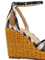 Tianna 100MM Gingham Wicker Wedge Sandals