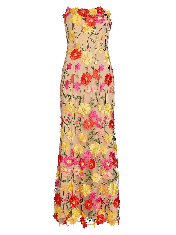 Arlene Embroidered Floral Gown