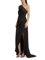 Portia Gathered One-Shoulder Gown