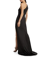 Portia Gathered One-Shoulder Gown