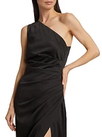 Portia Gathered One-Shoulder Gown