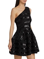 Mireille Sequin One-Shoulder Minidress