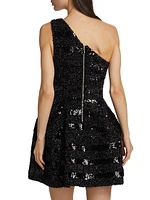 Mireille Sequin One-Shoulder Minidress