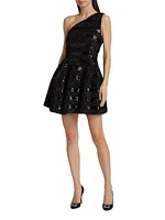 Mireille Sequin One-Shoulder Minidress