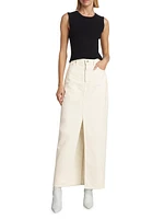 Lu High-Rise Denim Maxi Skirt