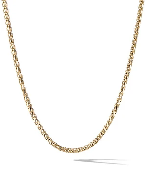 Wheat Chain Necklace 18K Yellow Gold, 4mm