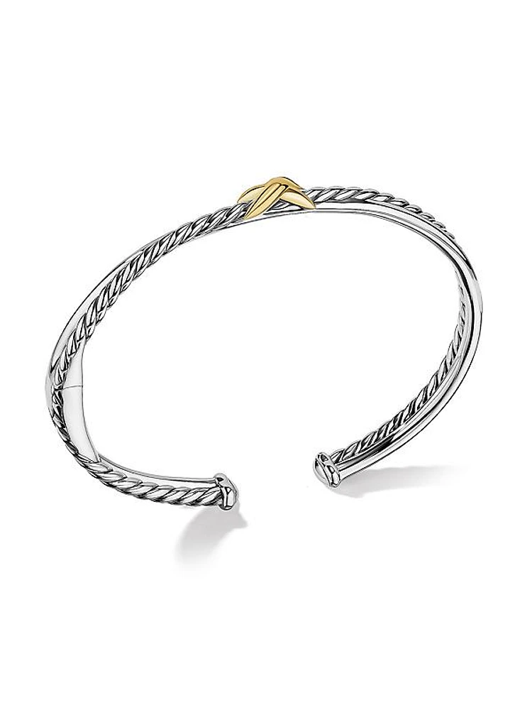 Petite X Center Station Bracelet In Sterling Silver